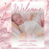 ようこそピンクの写真の誕生のお知らせ 招待状