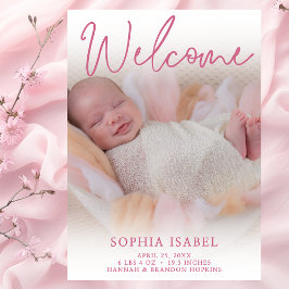 ようこそピンクの写真の誕生のお知らせ 招待状