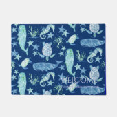 ようこそファミリーネームビーチホエールタートルシーホース ドアマット (正面)