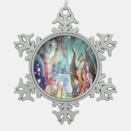 ようこそフェアリーランドオーナメント スノーフレークピューターオーナメント