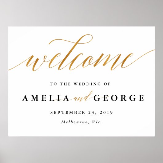 ようこそフェイク金ゴールド結婚のサイン ポスター (正面)