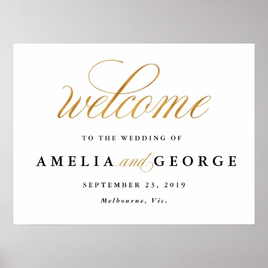 ようこそフェイク金ゴールド結婚のサイン ポスター (正面)