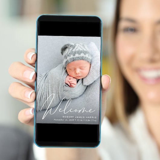 ようこそフォトコラージュの白いスクリプト誕生 案内状