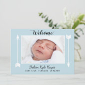 ようこそフォト生まれたばかりの男の赤ちゃん 案内状 (スタンド正面)