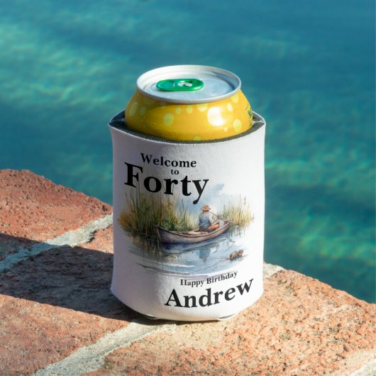 ようこそフォーティメンズウォーターカラー誕生日魚釣り 缶クーラー (インサイチュ プール)