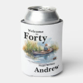 ようこそフォーティメンズウォーターカラー誕生日魚釣り 缶クーラー (缶正面)