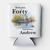 ようこそフォーティメンズウォーターカラー誕生日魚釣り 缶クーラー (正面)