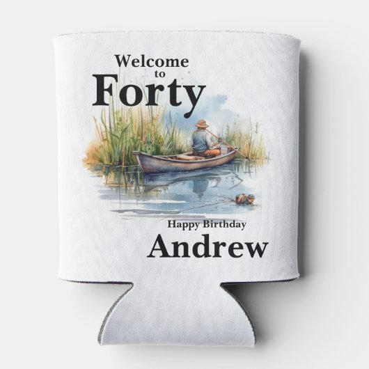 ようこそフォーティメンズウォーターカラー誕生日魚釣り 缶クーラー (裏面)