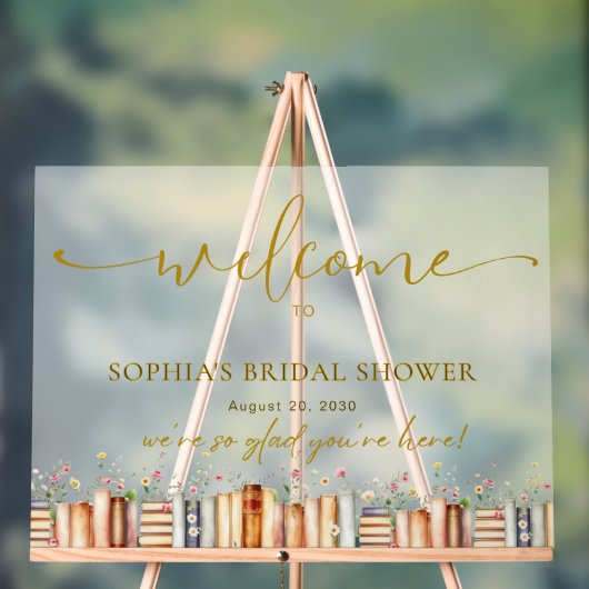 ようこそフローラブックストーリーブライダルシャワー アクリルサイン (ニュートラル)