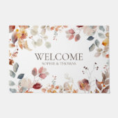 ようこそフローラ パーソナライズされた ドアマット (正面)