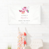 ようこそブライダルシャワーティーパーティーピンクの水色 横断幕 (インサイチュ)