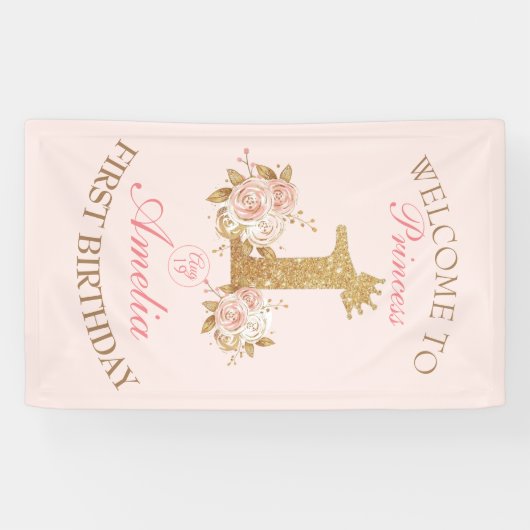 ようこそプリンセス1st誕生日パーティー 横断幕 (横)