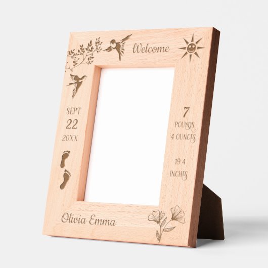 ようこそベビーの写真 レーザー彫刻フレーム (左)