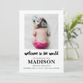 ようこそベビーガール写真誕生のお知らせ 招待状 (スタンド正面)