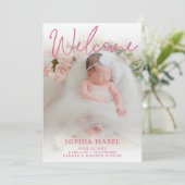 ようこそベビーガール写真誕生のお知らせ 招待状 (スタンド正面)