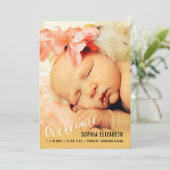 ようこそベビーガール垂直方向の写真のお知らせ 案内状 (スタンド正面)