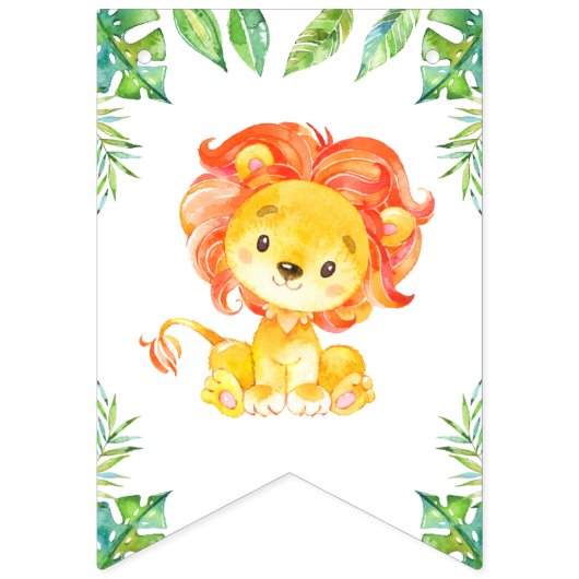 ようこそベビーグリーンジャングルサファリシャワースプリンクル バンティングフラッグ (第2の旗)