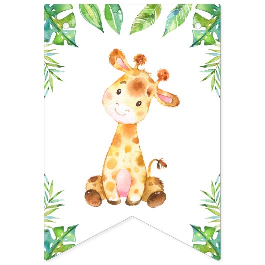 ようこそベビーグリーンジャングルサファリシャワースプリンクル バンティングフラッグ (第1の旗)