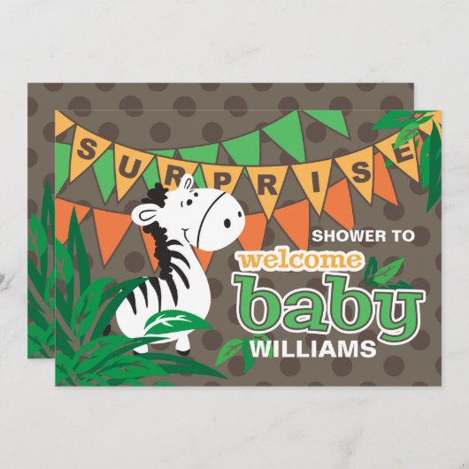 ようこそベビーサプライズベビーシャワー 招待状 (正面/裏面)