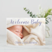 ようこそベビーフォトカードパープル 案内状 (スタンド正面)