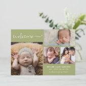 ようこそベビーフォトコラージュ誕生のお知らせ 案内状 (スタンド正面)