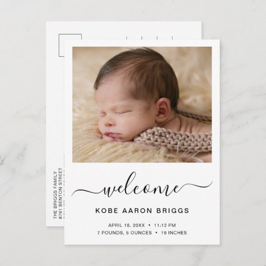 ようこそベビーフォトミニマル誕生 案内ポストカード (正面/裏面)