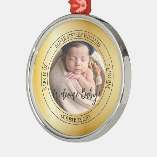 ようこそベビーフォト誕生統計記念 メタルオーナメント (左)