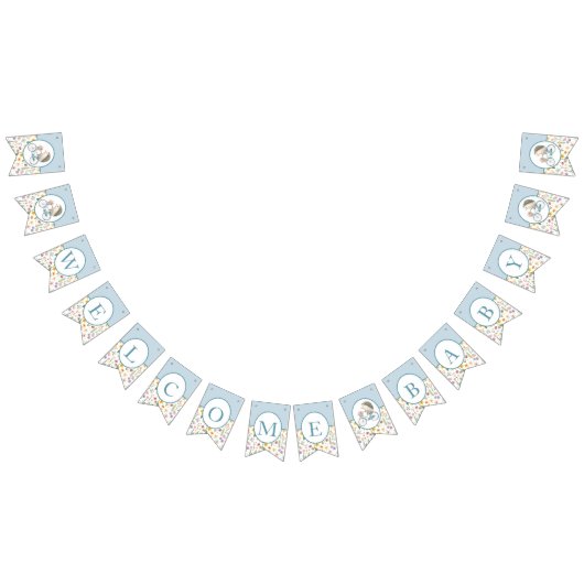 ようこそベビーヘッジホッグフローラバンティング国旗 – 青 バンティングフラッグ (全)