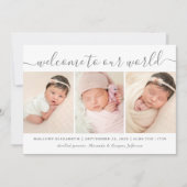 ようこそベビーモダンフォトコラージュ誕生 案内状 (正面)