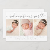 ようこそベビーモダンフォトコラージュ誕生 案内状 (正面/裏面)