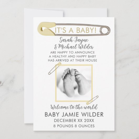 ようこそベビー写真の生誕通知カード 案内状 (正面)