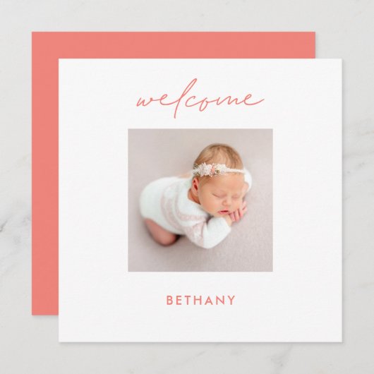 ようこそベビー名コーラルバラ誕生のお知らせ (正面/裏面)