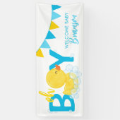 ようこそベビー名ボーイラバーダックベビーシャワー 横断幕 (縦)