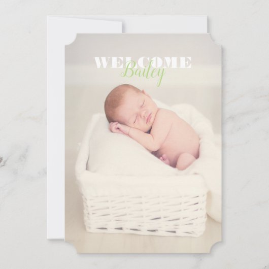 ようこそベビー名写真…新生児発表 案内状 (正面)