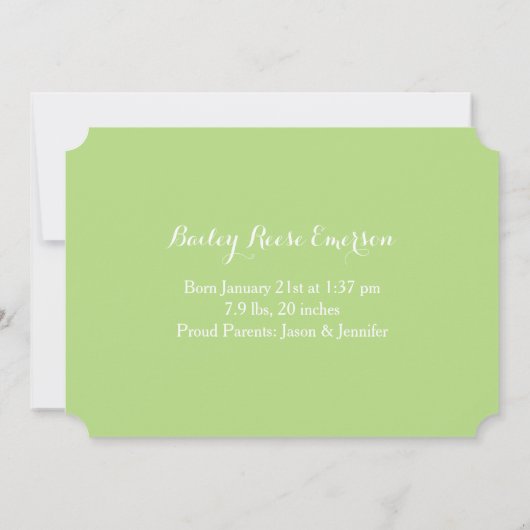 ようこそベビー名写真…新生児発表 案内状 (裏面)