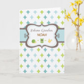 ようこそベビー孫カスタムのパーソナライズされた名前 カード (黄色い花)