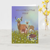 ようこそベビー小鹿 カード (黄色い花)