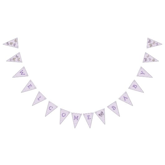 ようこそベビー紫金ゴールド蝶フラッグバナー バンティングフラッグ (全)