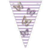 ようこそベビー紫金ゴールド蝶フラッグバナー バンティングフラッグ (第1の旗)