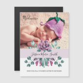 ようこそベビー花ズ磁気出産の発表 マグネット招待状 (正面/裏面)