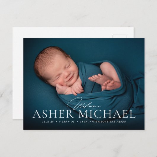 ようこそベビー誕生写真お知らせポストカードボーイ シーズンポストカード (正面/裏面)