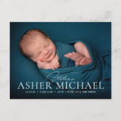 ようこそベビー誕生写真お知らせポストカードボーイ シーズンポストカード (正面)