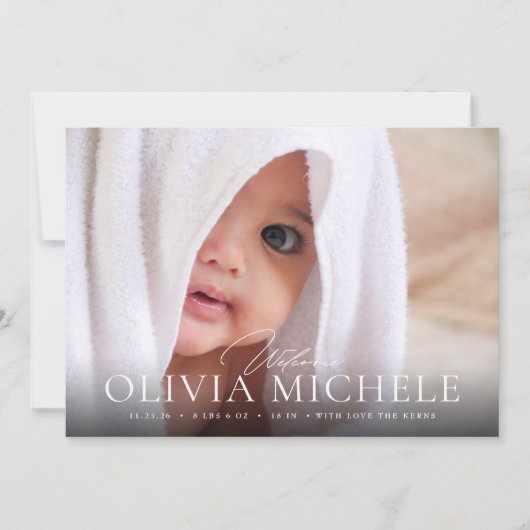 ようこそベビー誕生写真発表少年ガール 案内状 (正面)