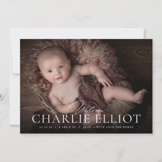 ようこそベビー誕生写真発表少年ガール 案内状 (正面)