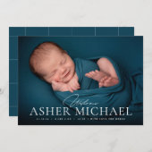 ようこそベビー誕生写真発表少年ガール 案内状 (正面/裏面)