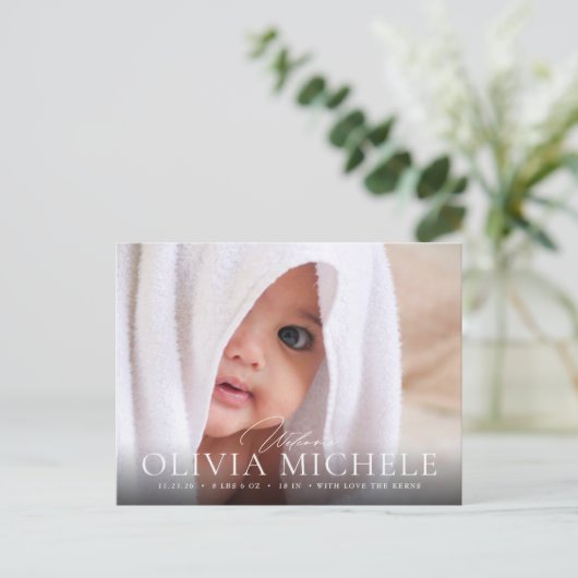 ようこそベビー誕生写真発表葉書Gir シーズンポストカード (スタンド正面)