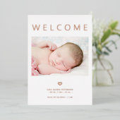 ようこそベビー3写真バラ金ゴールド誕生のお知らせ 箔招待状 (立ち正面)