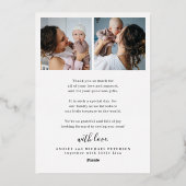 ようこそベビー3写真バラ金ゴールド誕生のお知らせ 箔招待状 (裏面)