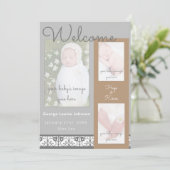 ようこそベビー、シック幾何コンテンポラリー的 招待状 (スタンド正面)