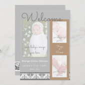 ようこそベビー、シック幾何コンテンポラリー的 招待状 (正面/裏面)